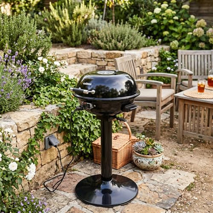 Electric Grill, CUSIMAX Electric Indoor/Outdoor Grill, 1600W Portable BBQ with Lid for Indoor & Outdoor Use, Adjustable Heat, Removable Stand Grill for Cookouts, BBQ Gatherings, Small Spaces