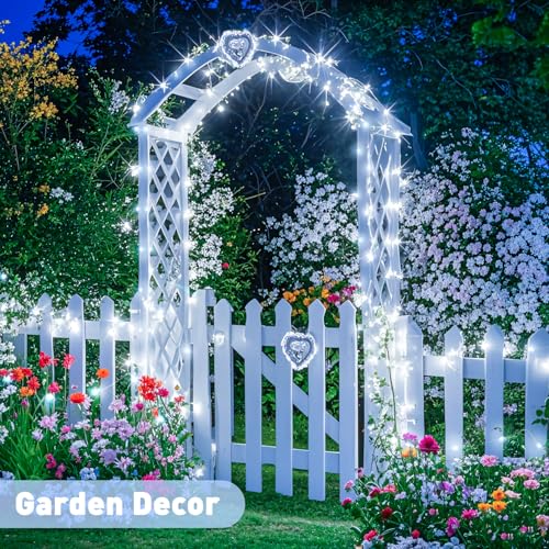 JMEXSUSS 2 Pack Solar String Lights Outdoor Waterproof, Each 33FT 100 LED Solar Fairy Lights Outdoor, 8 Modes White Christmas Light for Outside Yard Tree Patio Garden Wedding Christmas Decorations