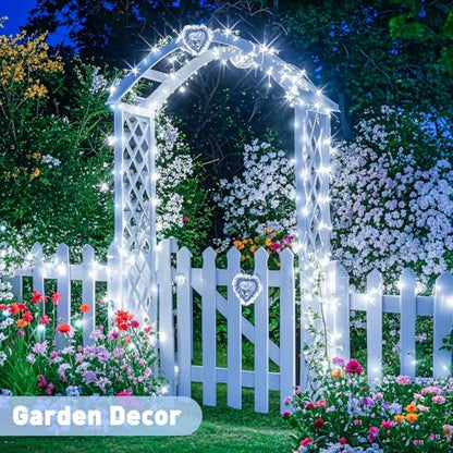 JMEXSUSS 2 Pack Solar String Lights Outdoor Waterproof, Each 33FT 100 LED Solar Fairy Lights Outdoor, 8 Modes White Christmas Light for Outside Yard Tree Patio Garden Wedding Christmas Decorations