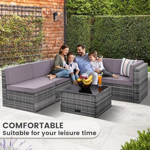 KROFEM 8 Piece Patio Furniture Set, Outdoor Modular Conversation Set