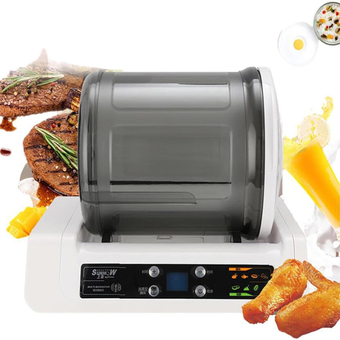 NOLLAM Commercial Vacuum Tumbler Marinating Machine for Meat&Vegetable,7l Large Capacity Pickling Barrel & 0-10h Timer Setting,for Beef Pork Mutton Chicken