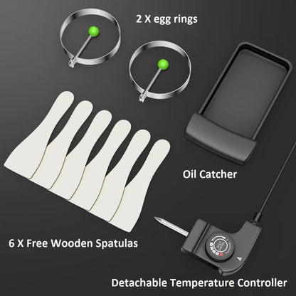 SIMOE 36 Inch Electric Griddle Teppanyaki Grill, BBQ Smokeless Grills, 2000W Barbecue Griddles Table Top with Nonstick Surfaces & Adjustable 5 Temperature Setting, Indoor/Outdoor Grill, 36"L x 9"W