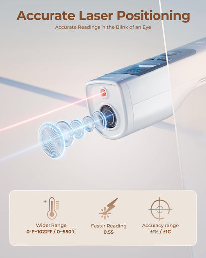 ERICKHILL Infrared Thermometer Gun, Heat Temp Temperature Gun with Meat Probe 2-in-1, Digital IR Laser Thermometer Gun for Cooking, Pizza Oven, Meat, Griddle, Grill, HVAC