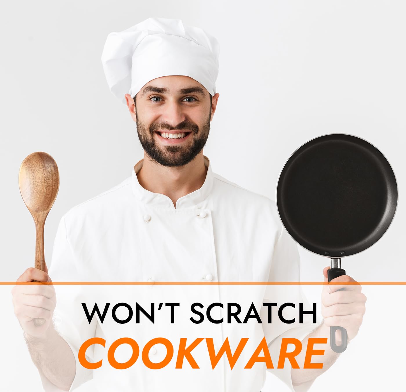 Kitchen Wooden Cooking Spoon, Solid Acacia Wood Serving Spoons for Mixing Stirring, Nonstick Kitchen Utensils Tableware Ladle Scoop for Soup Stews Salad Pasta Sauce Chili (2 Pieces)