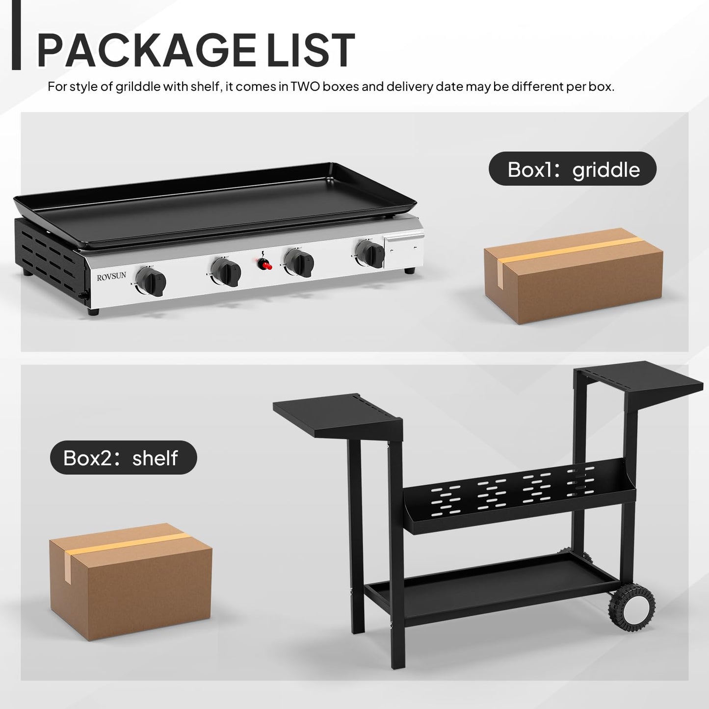 Bonnlo 4 Burner Portable Propane Griddle, 40,000BTU Gas Griddle Grill with Nonstick Enameled Tray, Rolling Flat Top Gas Grill w/Electronic Ignition, Side Shelve & Regulator, Ideal for Outdoor Cooking