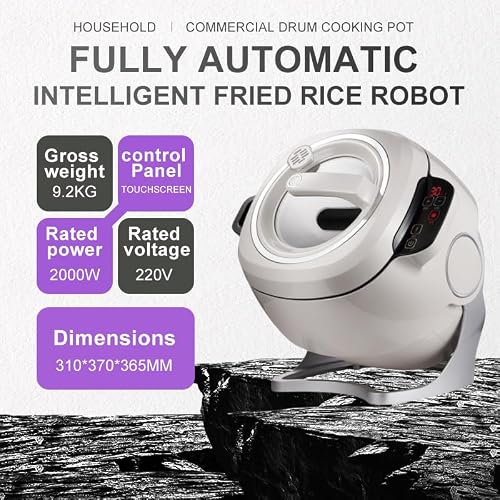 XygZythror Cooking Robot, 2000w 6l Auto Cooking Wok Fried Rice Machine, for Cooking Stewing, Rice Cooker, Multifunctional Choose with Smart Touch