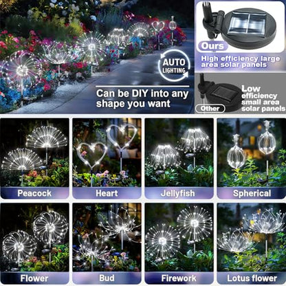 Anordsem Solar Fireworks Lights Outdoor: Garden Light Waterproof for Yard Outside - LED Starburst White Lighting Patio Path Decor 8 Pack - Gardening Gifts for Women Mom Homeowner