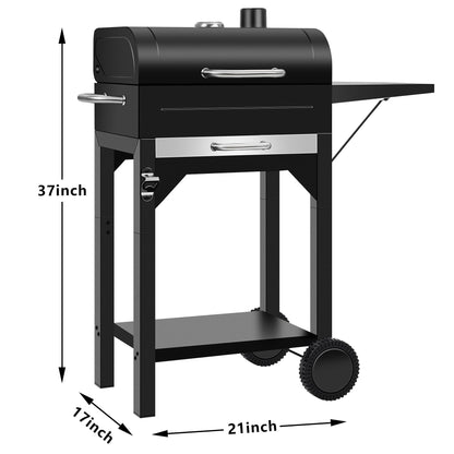 Charcoal Grill, BBQ Grill Charcoal Grill with Pull-Out Grease Tray for Outdoor Patio Backyard, Compact Version