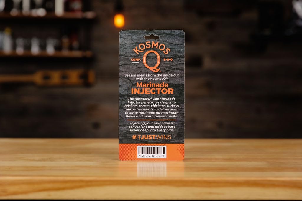 Kosmos Q Meat Marinade Injector (1 oz) - Easy-To-Use & Clean Marinade Meat Injector Syringe - Portable Meat Injectors For Smoking & Grilling - Durable Food Syringe For Brisket, Roast, Chicken & Turkey