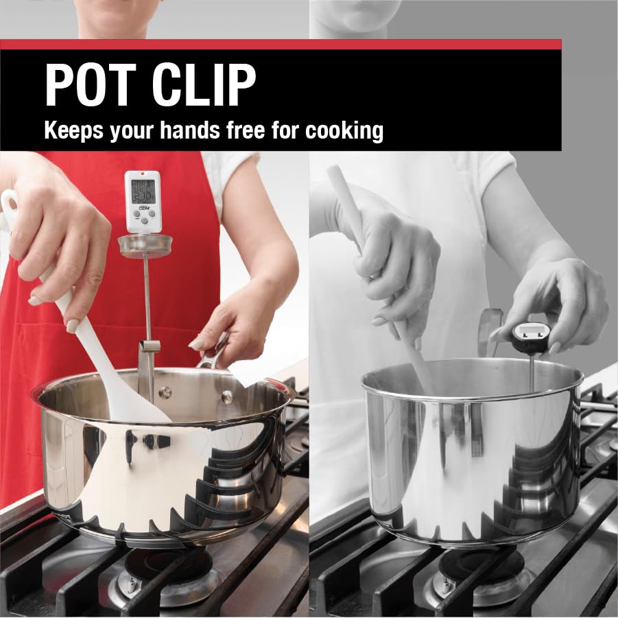 CDN Digital Candy Thermometer Long 8'' Stainless Steel Stem, Adjustable Pot Clip, Preset Candy Stages with Audio/Visual Alerts, Instant Read For Cooking, Deep Frying & Oil - DTC450