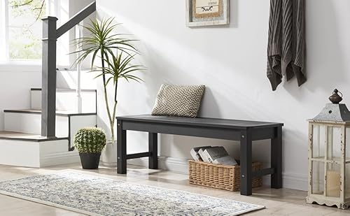 Psilvam 47" Outdoor Bench Weatherproof, All Weather Polylumber 2-Person Backless Bench,Garden Bench with 700Lbs Weight Capacity, Patio Bench for Porch,Garden and Park (Black)