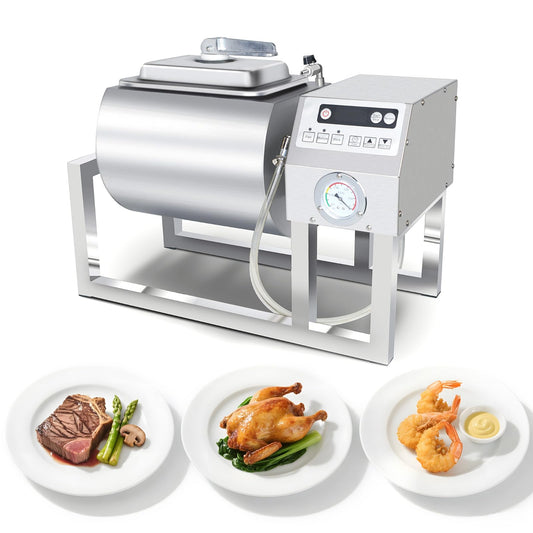 Hakka Meat Tumbler Marinator, 36lb/18L Vacuum Tumbler Marinating Machine for Jerky Sausage Bacon Stainless Steel Food-Grade Tumbling Marinator w/Bidirectional Rotation & 3-Speed Control