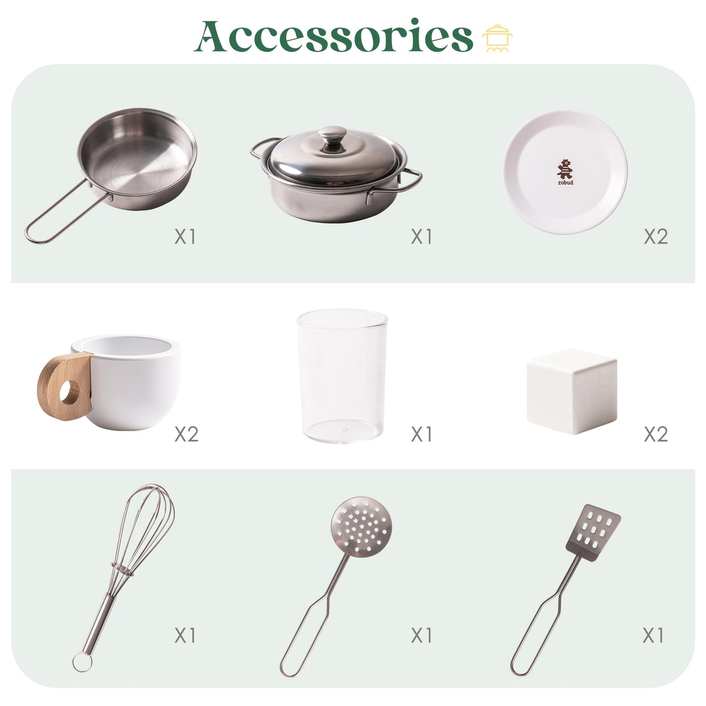 ROBOTIME Play Kitchen for Kids Toddlers, Wooden Pretend Play Kitchen Set Toy with Fridge, Ice Maker, Coffee Maker, Toys Kitchen Gift for 3+ Year Old Kids, Girls & Boys