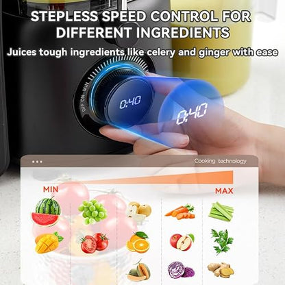 TETANIOMY Centrifugal Juicer, 1250W Pure Copper Powerful Motor,Can Squeeze Sugar Cane Juice. 3.3-inch Feeding Trough, Quick Juice Extraction for Fruits and Vegetables, Easy to Clean, BPA Free