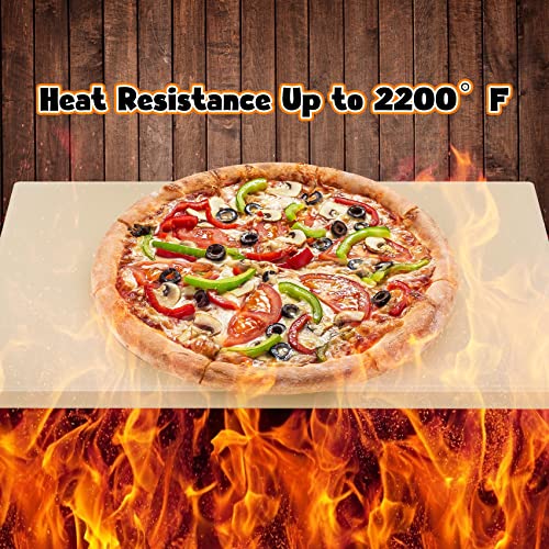 Mimiuo Pizza Stone and Wood Peel Set for Oven and Grill - 12x15 Inch Rectangular Baking Stone with Bamboo Peel, Perfect for Crisp Crust Pizza, Breads, Cheese, and More