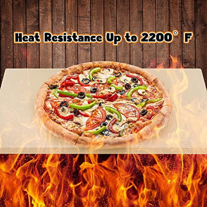 Mimiuo Pizza Stone and Wood Peel Set for Oven and Grill - 12x15 Inch Rectangular Baking Stone with Bamboo Peel, Perfect for Crisp Crust Pizza, Breads, Cheese, and More