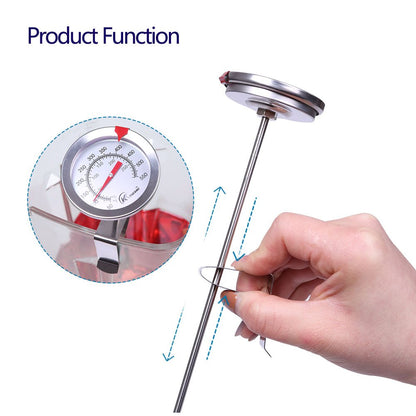 KT THERMO Candy/Deep Fry Thermometer with Instant Read,Dial Thermometer,12" Stainless Steel Stem Meat Cooking Thermometer,Best for Turkey,BBQ,Grill,Analog display