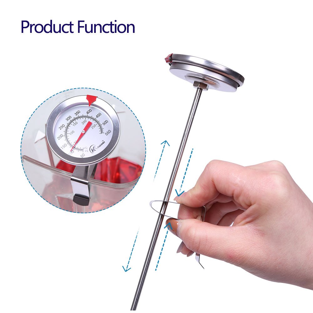 KT THERMO Deep Fry Thermometer with Instant Read,Dial Thermometer,6" Stainless Steel Stem Meat Cooking Thermometer,Best for Turkey,BBQ,Grill