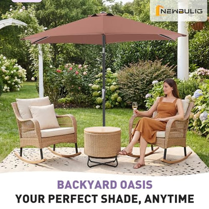 NEWBULIG 7.5FT Patio Umbrella, Outdoor Table Umbrellas with Push Button Tilt and Crank, 6 Sturdy Ribs, Waterproof, UV Protection and Fade Resistant, for Pool, Garden, Market, Backyard