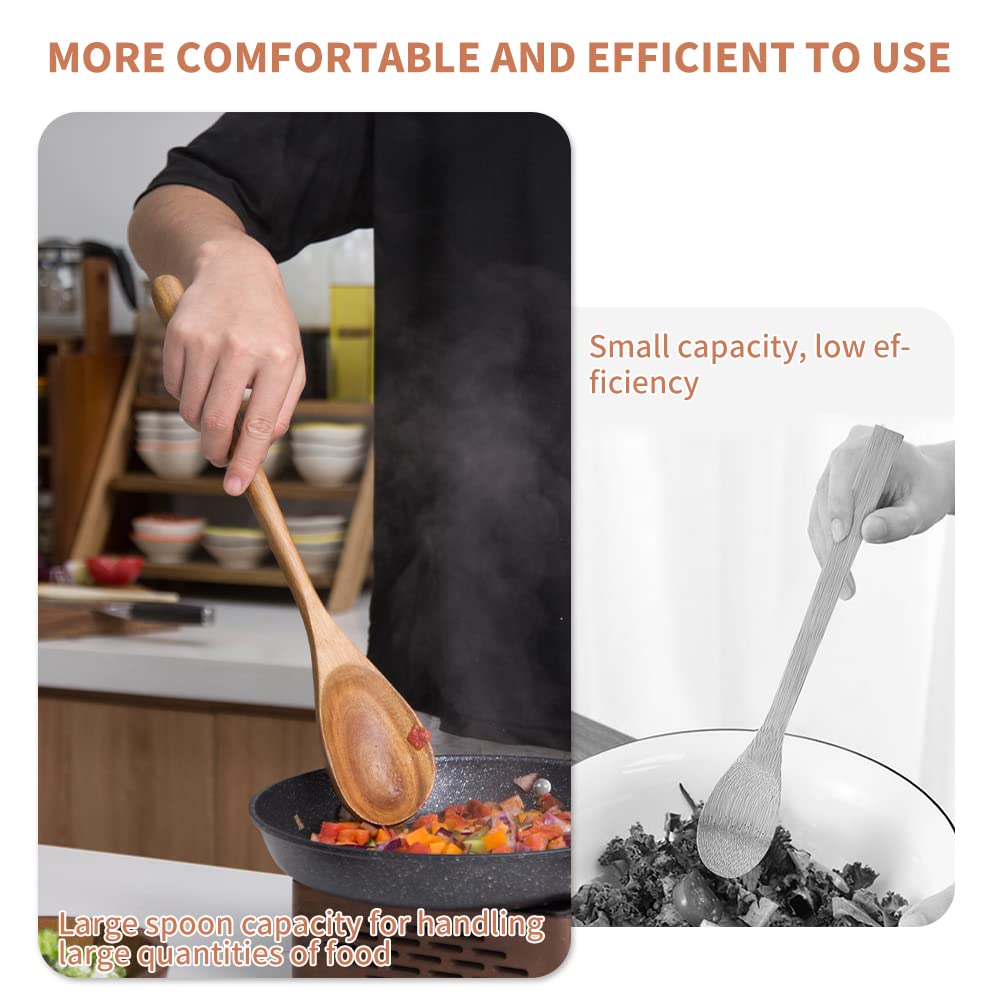 Big Wooden Spoon for Cooking, Large Wood Scoop Utensil, 17-inch Kitchen Serving Scoop for Big Pot, Long Handle Giant Heavy Food Service Mixing Spoons, Smooth Finish Comfortable Grip