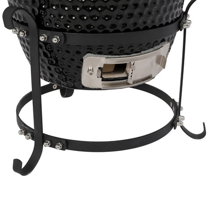 Sky Limited 13" Round Kamado Charcoal Grill, Portable Ceramic Barbecue Grill with Thermometer for Variations on Cooking Methods(Black) (Black)