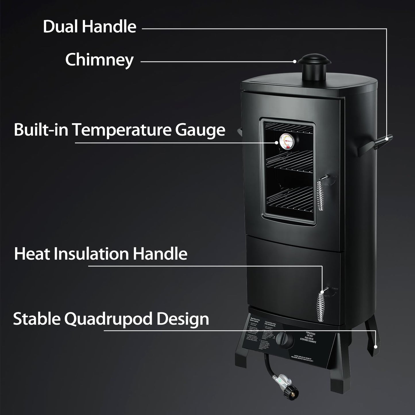 Propane Smoker, Vertical Smoker with Three Removable Shelves,Outdoor Grills & Smokers with Thermometer for BBQ, Backyard,Black…