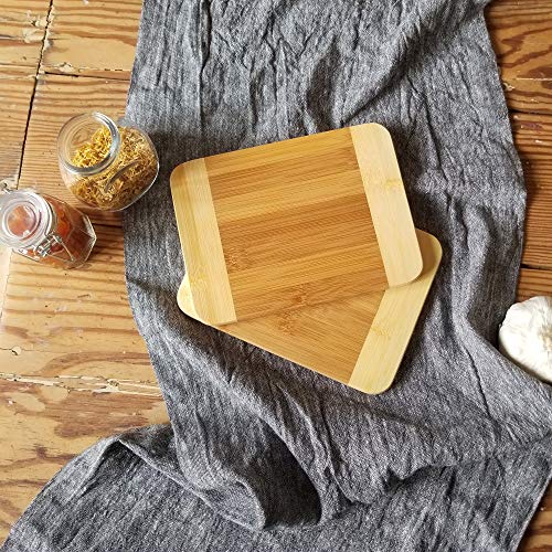 Lipper International Bamboo Wood Two-Tone Kitchen Cutting and Serving Board, Small, 7 3/4" x 6" x 1/4", Set of 2