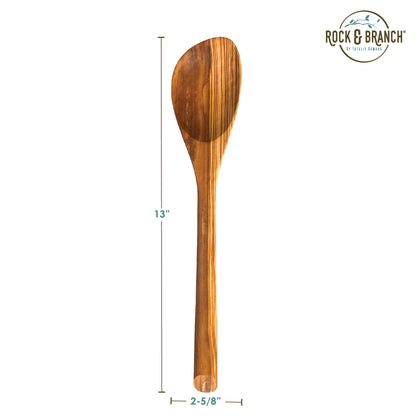 Rock & Branch Olive Wood Cooking Spoon, Wooden Mixing Spoon for Cooking, Safe for Nonstick Cookware, 13" Long