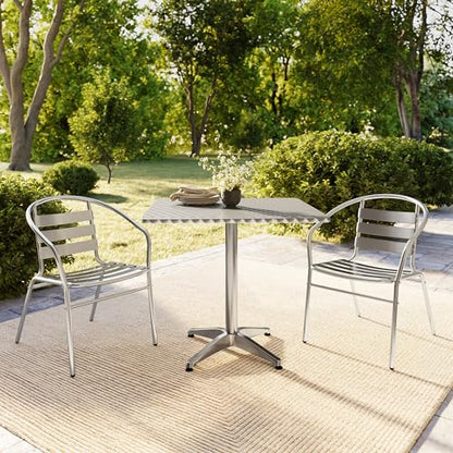 Flash Furniture Lila 31.5'' Square Aluminum Indoor-Outdoor Table Set with 2 Slat Back Chairs