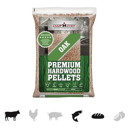 Camp Chef Oak Flavor 100% All-Natural Wood Pellets for Smokers and Pellet Grills, Smoke, Bake, Roast, Braise and BBQ, 20 lb. Bag