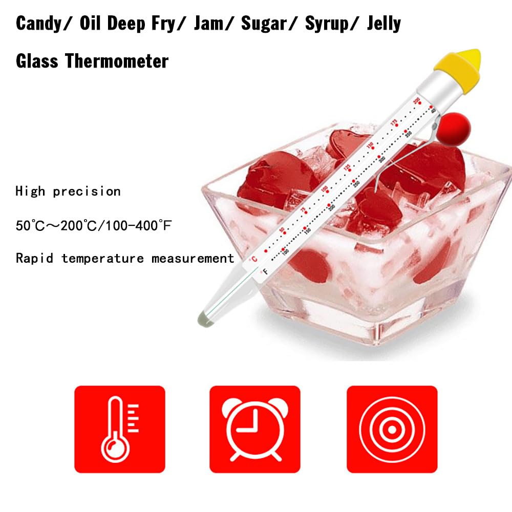 Candy Thermometer with Pot Clip, Candy Deep Fry Oil Thermometer, Instant Read Food Thermometer Kitchen Thermometer for Cooking, Candy Thermometer for Candy Making