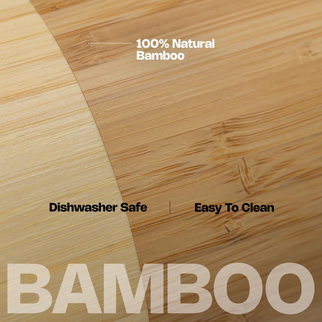 Samma Bamboo Kitchen Utensil Holder - Space-saving Countertop Utensil Organizer - Rotating Wooden Utensil Crock