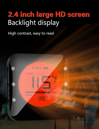 BFOUR Bluetooth Meat Thermometer Wireless Grill Thermometer with 3 Probes, Premium Digital Meat Thermometer Food Thermometer Timer Alarm for Smoker, Grill, Oven, Kitchen, Cooking, BBQ