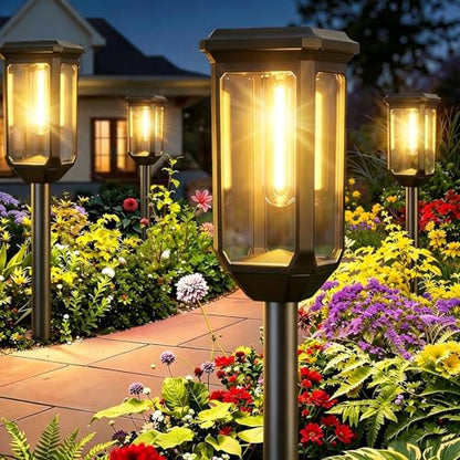 Tenmiro-Solar-Pathway-Lights-Outdoor-8-Pack-LED-Solar-Powered-Garden-Lights-Waterproof-IP65-Auto-On/Off-Outdoor-Light-for-Yard-Lawn-Patio-Path-Walkway-Driveway-Landscape-Lighting-Decor-3000K