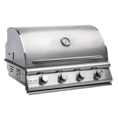 Blaze Prelude LBM 4-Piece 32-Inch Natural Gas Outdoor Kitchen Package w/Double Side Burner & Refrigerator - BLZ-4LBM126-NG-4PC-SC