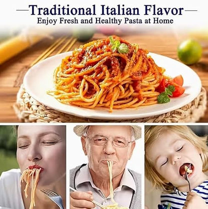 Manual Pasta Maker Machine, 2 in 1 Noodle Maker with Rollers and Cutter, 7 Adjustable Thickness Settings, Perfect for Spaghetti, Fettuccini, Lasagna or Dumpling Skin Silver