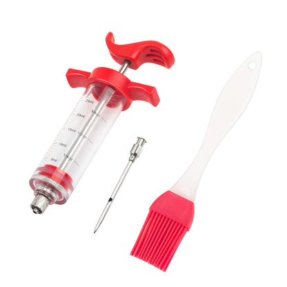 Meat Injector Kit,Plastic Marinade Injector Syringe with Screw-on Meat Needle,Turkey Injector for Beef Chicken Grill Cooking