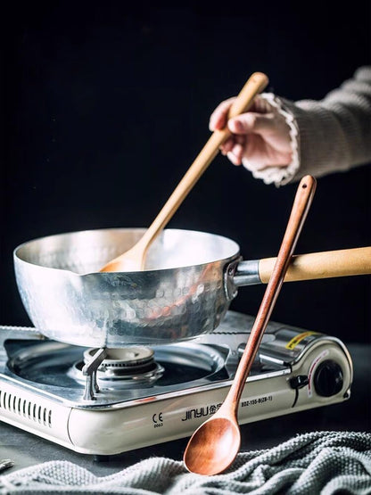 Wood Cooking spoon, 2PCS 13 inches Long Handle Spoons for Mixing,Tasting Stirring food, Large Wooden Cooking Utensils for Cooking and Crafts(Nanmu)