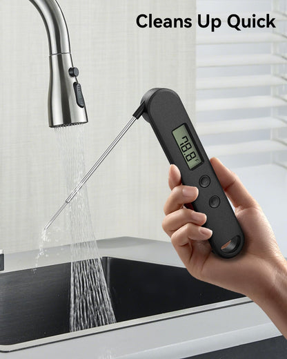 Instant Read Meat Thermometer Digital - Perfect for Meats, BBQ Grill, Frying, Bread and More | Great Gift (Gray)