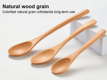 6 Piece Wooden Spoons Set - Premium Beech Wood Small Spoons in 3 Sizes (4.9", 5.9", 7.1") for Honey, Tea, Coffee, Multi-Purpose Mini Teaspoons Utensils for Ice Cream and Soup