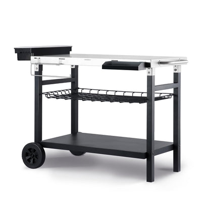 Pittazero Outdoor Grill Cart, 500lb Dining Cart Table with Three-Shelf, Stainless Steel Rolling Movable Food Prep and Work Table