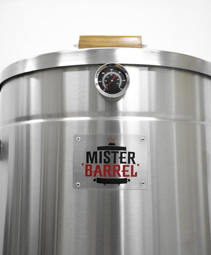 Medium Charcoal Grill & BBQ Smoker Mister Barrel | Portable option | Stainless Steel BBQ for Indoors & Outdoors | serves up to 15 people | Includes 15 Hooks, 1 Hook Remover and 1 top.