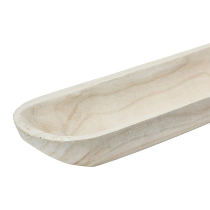Creative Co-Op Decorative Paulownia Wood Tray, White