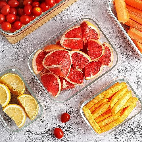 HOMBERKING 10 Pack Borosilicate Glass Meal Prep Containers with Locking Lids, Glass Food Storage Containers Set, Airtight Lunch Bento Boxes, BPA-Free & Leak Proof, 36oz & 14oz, Freezer, Oven Safe