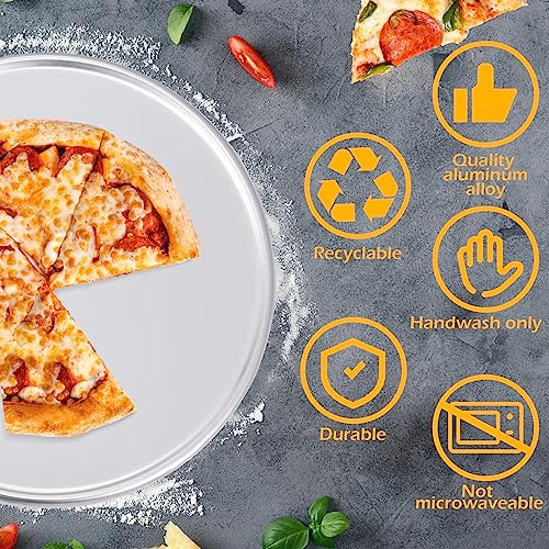 Rtteri 12 Pcs Pizza Pan Bulk Restaurant Aluminum Pizza Pan Set Round Pie Cake Plate Rust Free Cake Tray for Oven Baking Home Kitchen Restaurant Easy Clean (18 Inch)
