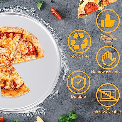 Rtteri 12 Pcs Pizza Pan Bulk Restaurant Aluminum Pizza Pan Set Round Pie Cake Plate Rust Free Cake Tray for Oven Baking Home Kitchen Restaurant Easy Clean (18 Inch)