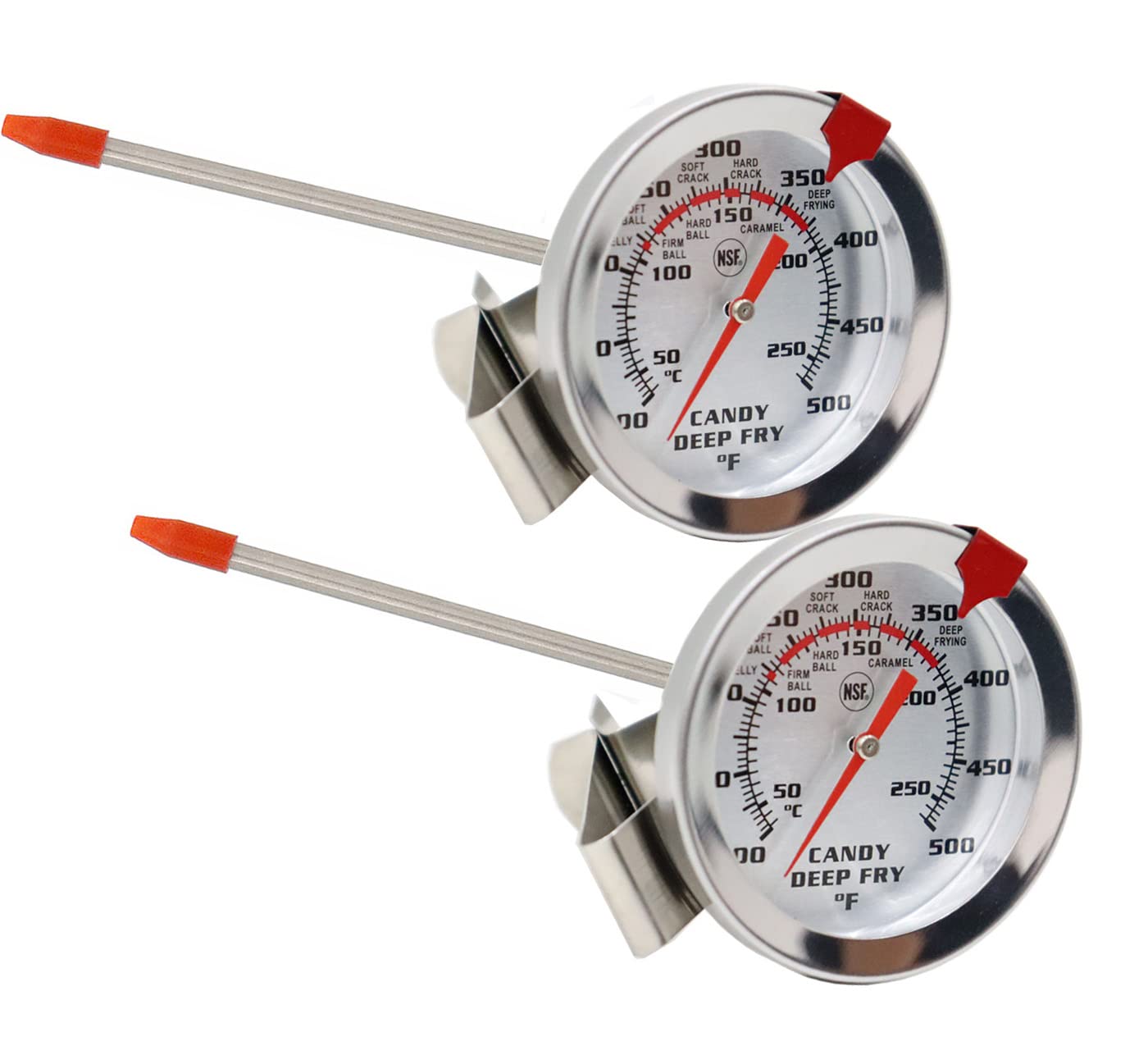 Candy Oil Frying Thermometer Turkey Thermometerwith Clip (2 Pack and 8 Inch Probe - Best Candy Thermometer for Candy Making,Tall pots,Candle,Candy Making,Deep Frying