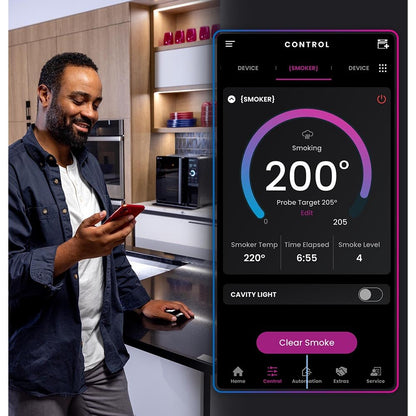 GE Profile™ Smart Indoor Pellet Smoker, with Active Smoke Filtration, 5 Smoke Control Settings, WiFi Connected, Electric, Countertop BBQ Appliance, Black