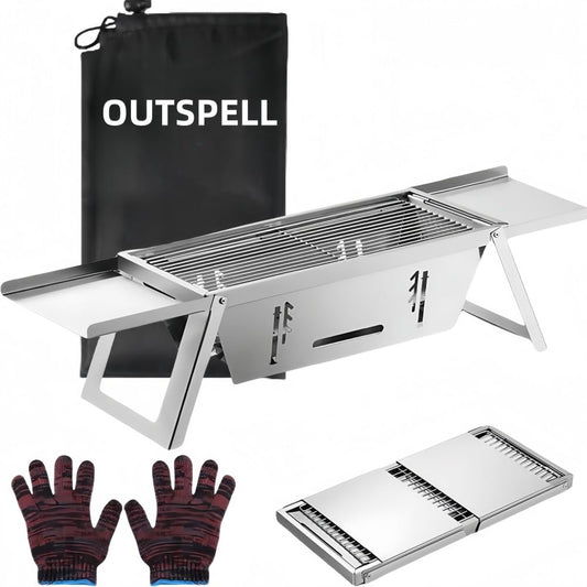 small portable charcoal grill: mini foldable tabletop grills for camping Picnic beach - stainless steel bbq grill for outdoor(Type-3)