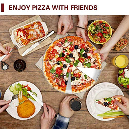TeamFar Pizza Pan, Stainless Steel 12 Inch Pizza Pan Tray Round Pizza Oven Baking Pan, Healthy & Heavy Duty, Dishwasher Safe & Easy Clean